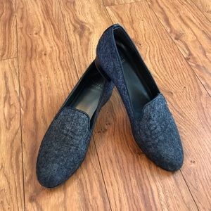 Stuart Weitzman Grey Felted Slip On Loafers | 7.5